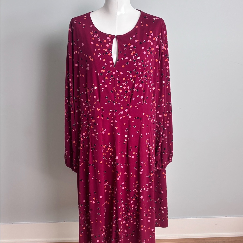London Times Women's Long Sleeve Dress - Burgundy